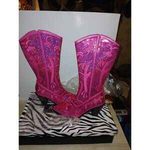 Helen's Heart Fuchsia Sequined Western Boots Womens Size 6 Style # 0290-12 New